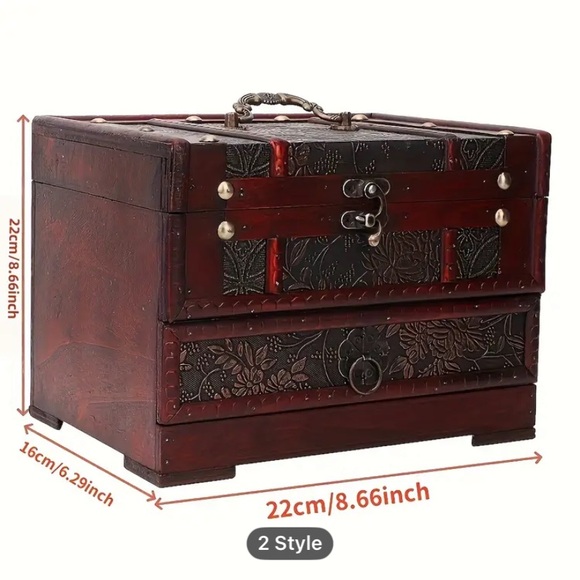 New Elegant Wooden Jewelry Box with Drawer - Brown - Picture 4 of 9